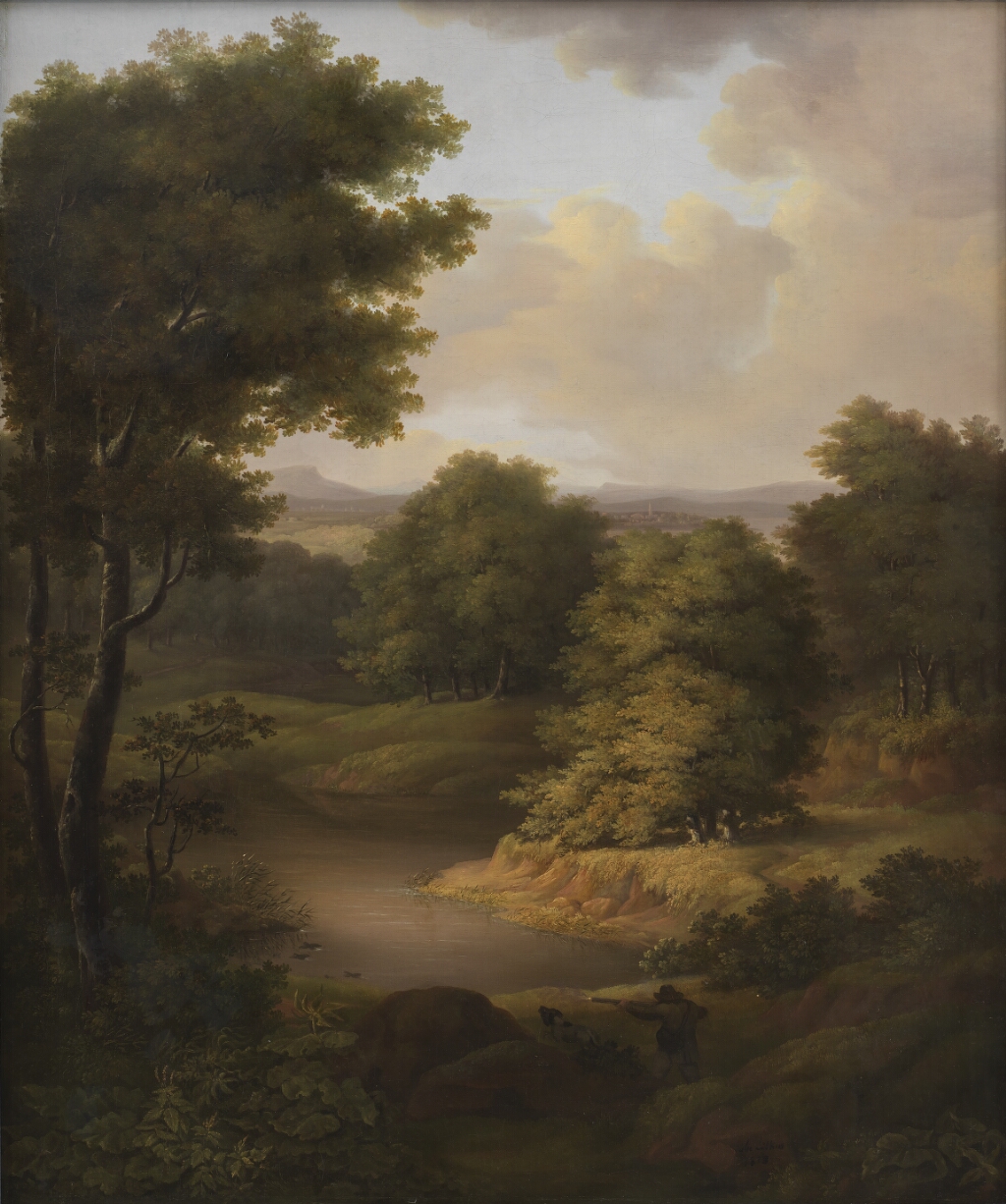 Duck Shooting in a Wooded Landscape
